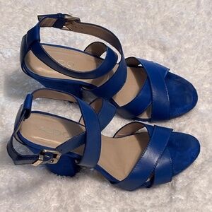 Aldo STROMQUIST-8  strappy sandals open toe buckle straps blue Sz 7